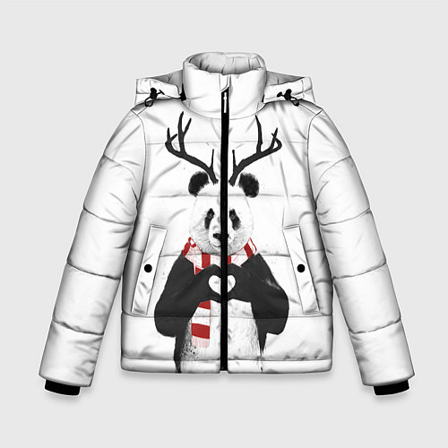 Зимняя куртка для мальчика Новогодний Панда / 3D-Черный – фото 1