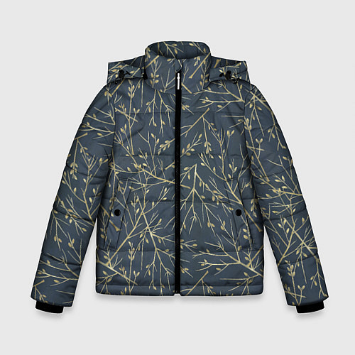 Зимняя куртка для мальчика Веточки / 3D-Светло-серый – фото 1