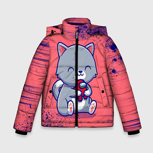 Зимняя куртка для мальчика AMONG US - С КОТИКОМ / 3D-Черный – фото 1