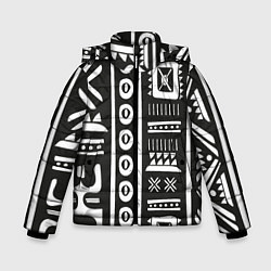Куртка зимняя для мальчика Этнический узор, цвет: 3D-черный