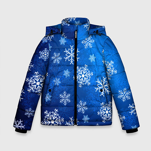 Зимняя куртка для мальчика Новый Год Снежинки / 3D-Черный – фото 1