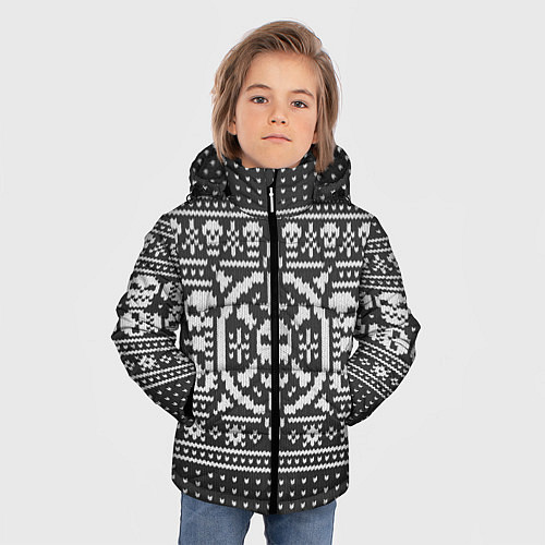 Зимняя куртка для мальчика Свитер с черепами / 3D-Красный – фото 3