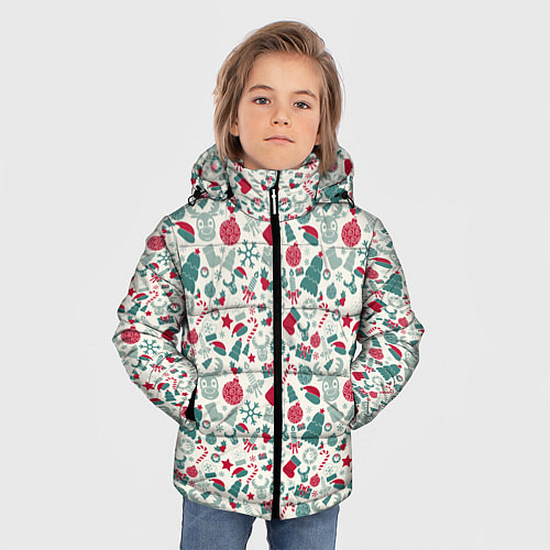 Зимняя куртка для мальчика Новогодняя Символика / 3D-Красный – фото 3
