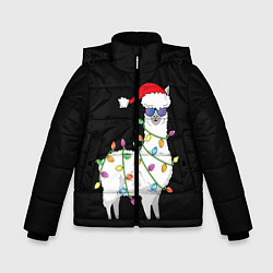 Куртка зимняя для мальчика Рождественская Лама, цвет: 3D-черный
