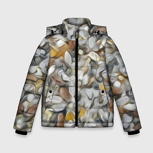 Зимняя куртка для мальчика Желто-серый каменный узор / 3D-Черный – фото 1