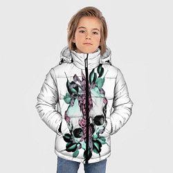 Куртка зимняя для мальчика Череп с японскими цветами, цвет: 3D-светло-серый — фото 2