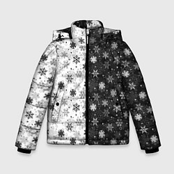 Куртка зимняя для мальчика Чёрно-Белые Снежинки, цвет: 3D-черный