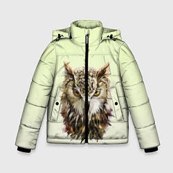 Куртка зимняя для мальчика Арт сова яркая, цвет: 3D-черный