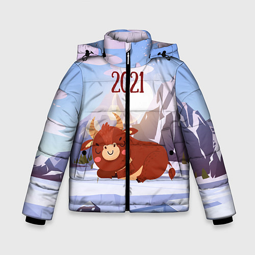 Зимняя куртка для мальчика Спящий бык 2021 / 3D-Черный – фото 1