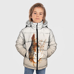 Куртка зимняя для мальчика Летящая сова рисунок, цвет: 3D-черный — фото 2