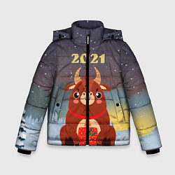Куртка зимняя для мальчика Бык с подарками 2021, цвет: 3D-черный