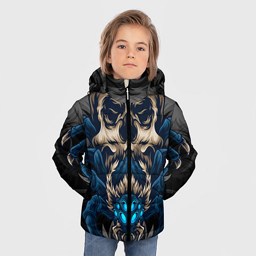 Зимняя куртка для мальчика Демонический паук / 3D-Светло-серый – фото 3