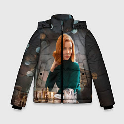 Куртка зимняя для мальчика Queens Gambit Ход Королевы, цвет: 3D-черный