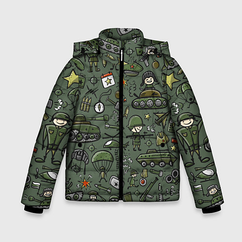 Зимняя куртка для мальчика Военные атрибуты / 3D-Черный – фото 1