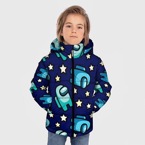 Зимняя куртка для мальчика Among Us Звёзды / 3D-Красный – фото 3