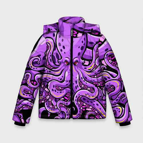 Зимняя куртка для мальчика Кровожадный осьминог / 3D-Черный – фото 1