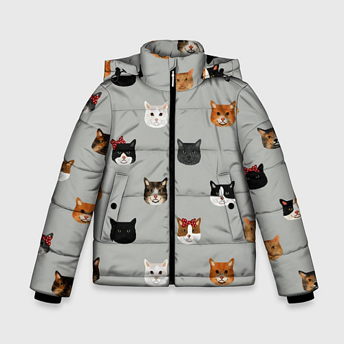Зимняя куртка для мальчика Кошечки / 3D-Черный – фото 1