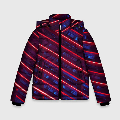 Зимняя куртка для мальчика Неоновые полосы / 3D-Черный – фото 1