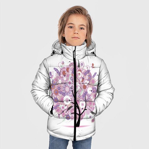 Зимняя куртка для мальчика Цветочное Дерево / 3D-Красный – фото 3