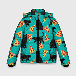 Куртка зимняя для мальчика Котики и Пиццы, цвет: 3D-черный