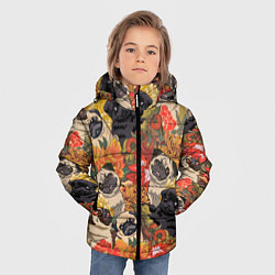 Куртка зимняя для мальчика Мопсики Цветочки, цвет: 3D-черный — фото 2