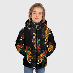 Куртка зимняя для мальчика Японский стиль - тигры, цвет: 3D-красный — фото 2