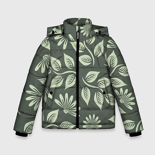 Зимняя куртка для мальчика Цветы / 3D-Черный – фото 1