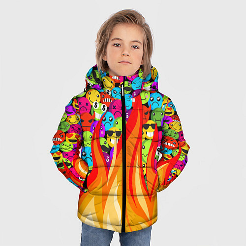 Зимняя куртка для мальчика SLAVA MARLOW - Смайлики / 3D-Красный – фото 3
