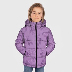 Куртка зимняя для мальчика Листья на фиолетовом фоне, цвет: 3D-светло-серый — фото 2