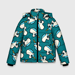 Куртка зимняя для мальчика Крутые Единороги, цвет: 3D-черный