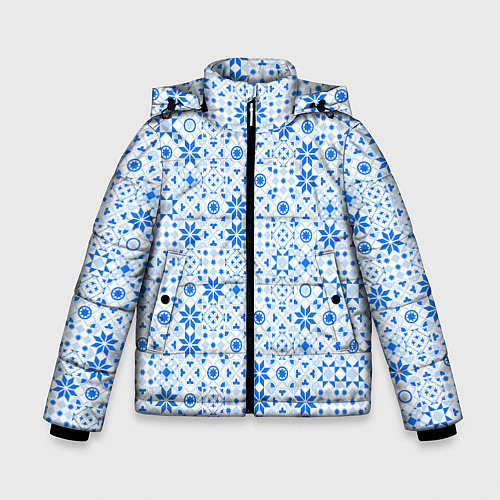 Зимняя куртка для мальчика Орнамент снежинки / 3D-Черный – фото 1