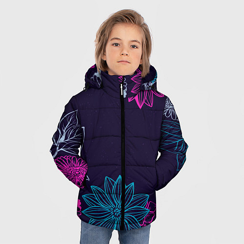 Зимняя куртка для мальчика Красочные Цветы / 3D-Красный – фото 3