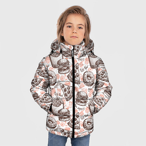Зимняя куртка для мальчика Фастфуд Fast food / 3D-Красный – фото 3