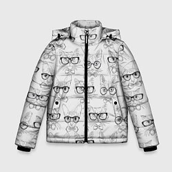 Куртка зимняя для мальчика Кошки в очках, цвет: 3D-светло-серый
