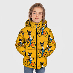 Куртка зимняя для мальчика Котики на велосипедах, цвет: 3D-черный — фото 2