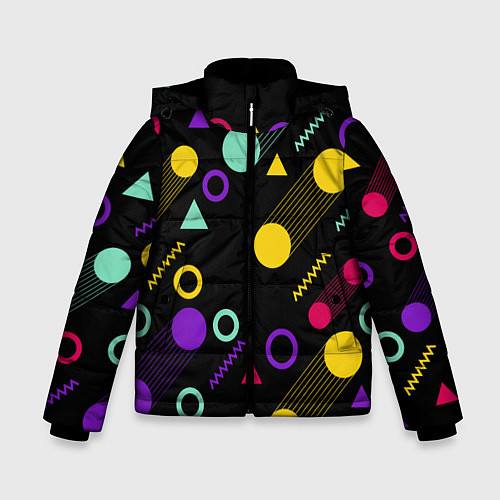 Зимняя куртка для мальчика Круги и Треугольники / 3D-Черный – фото 1