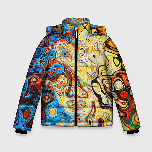 Зимняя куртка для мальчика Цветные абстрактные пятна / 3D-Черный – фото 1