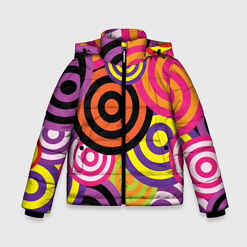 Зимняя куртка для мальчика Аннотация разноцветных кругов / 3D-Черный – фото 1
