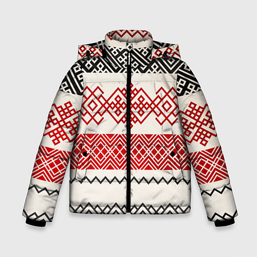 Зимняя куртка для мальчика Славянский узор красно-черный / 3D-Черный – фото 1