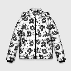Куртка зимняя для мальчика Акварельные панды паттерн, цвет: 3D-черный
