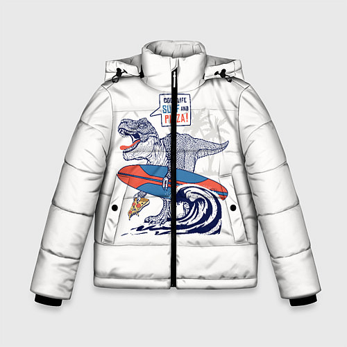 Зимняя куртка для мальчика T-rex на серфинге / 3D-Черный – фото 1