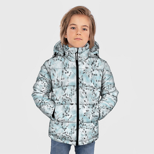 Зимняя куртка для мальчика Следы / 3D-Светло-серый – фото 3