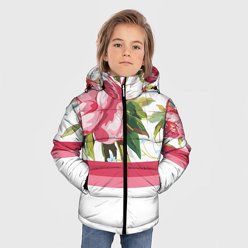 Зимняя куртка для мальчика Нежные Розы / 3D-Красный – фото 3