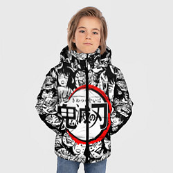 Куртка зимняя для мальчика DEMON SLAYER ЛИЦА УЗОР, цвет: 3D-черный — фото 2