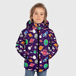 Куртка зимняя для мальчика Корабли, планеты и спутники, цвет: 3D-черный — фото 2