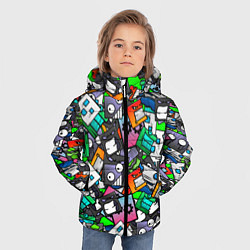 Куртка зимняя для мальчика Geometry Dash Pattern Z, цвет: 3D-черный — фото 2