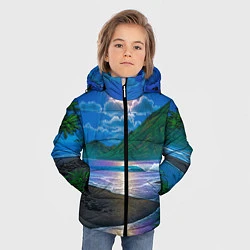 Куртка зимняя для мальчика Гавайский пейзаж, цвет: 3D-черный — фото 2