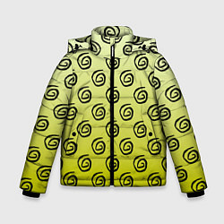 Куртка зимняя для мальчика Узор спиральки на желтом фоне, цвет: 3D-черный