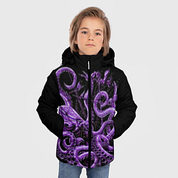 Куртка зимняя для мальчика Фиолетовый Кракен, цвет: 3D-черный — фото 2