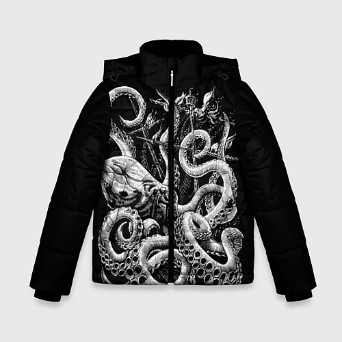 Зимняя куртка для мальчика Кракен Монстр / 3D-Черный – фото 1